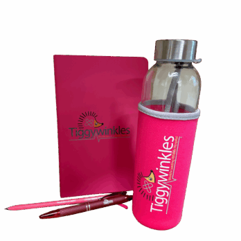 Tiggywinkles Water bottle, notepad and pen gift set